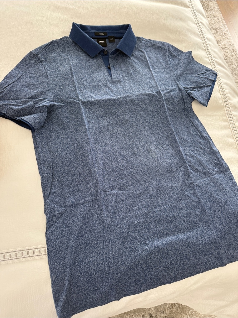 BOSS Navy Heather Short-Sleeve Polo